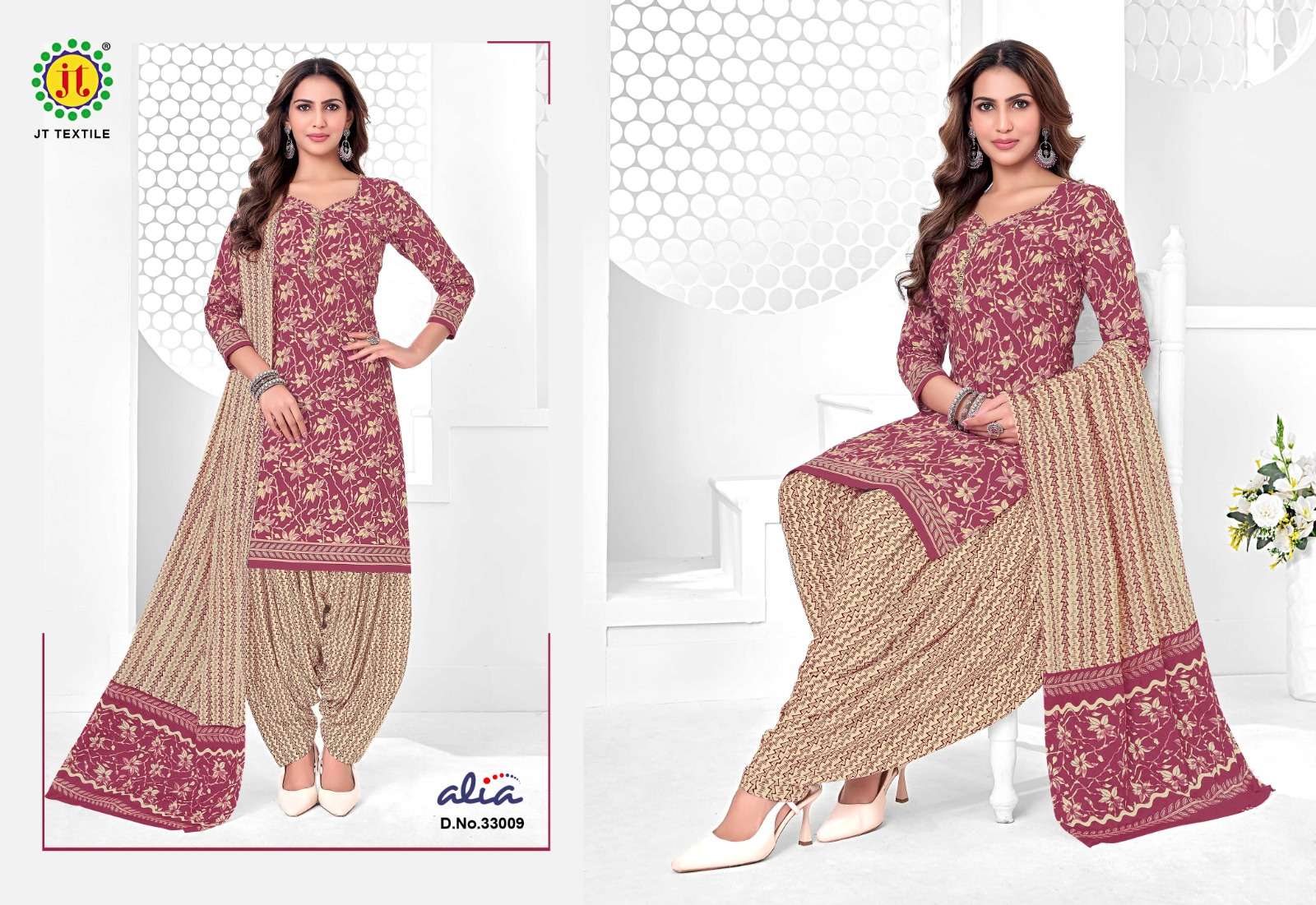 JT ALIA VOL 33 COTTON PRINTED PATIYALA DRESS