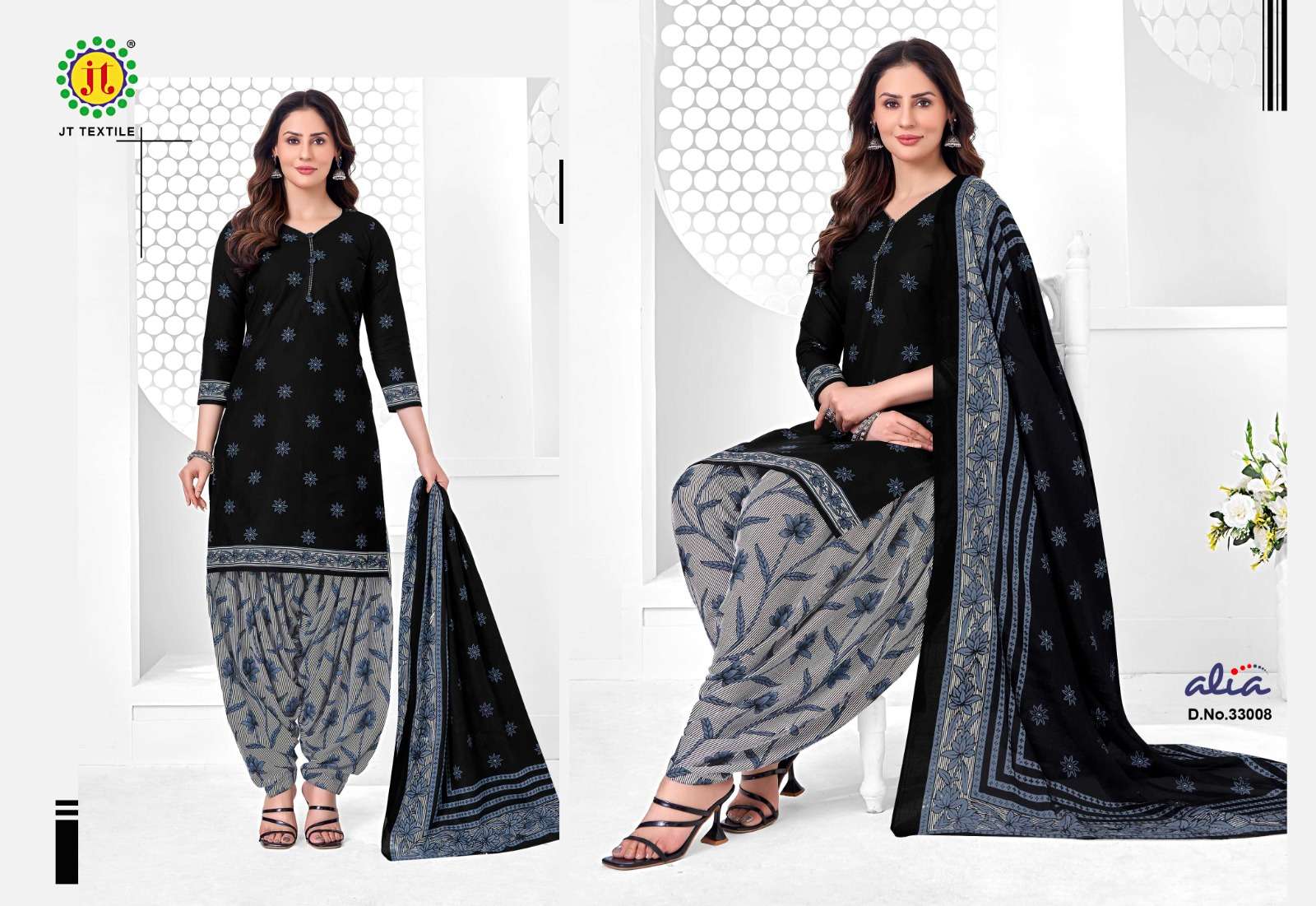 JT ALIA VOL 33 COTTON PRINTED PATIYALA DRESS