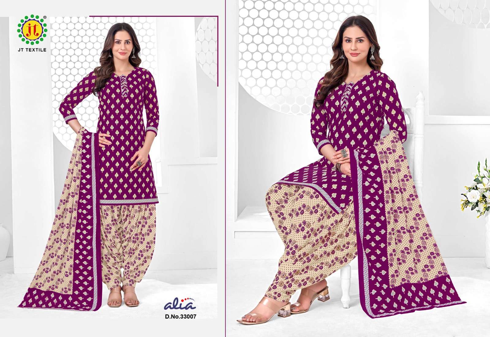JT ALIA VOL 33 COTTON PRINTED PATIYALA DRESS
