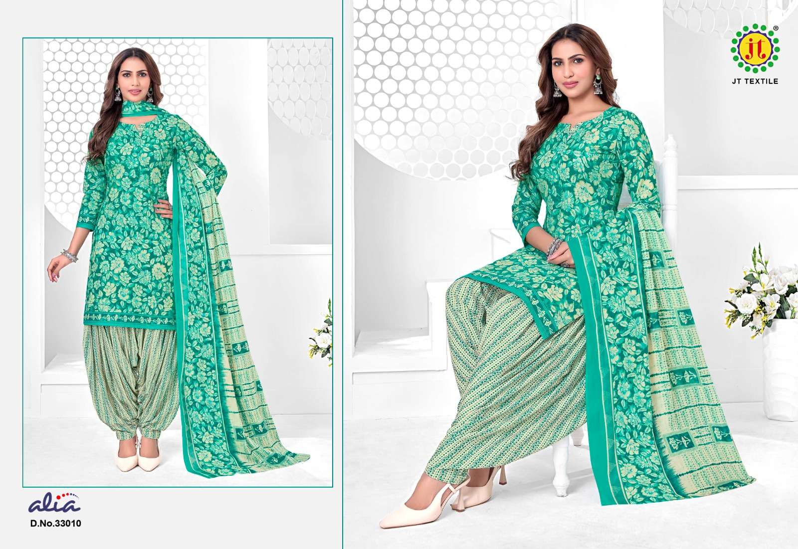 JT ALIA VOL 33 COTTON PRINTED PATIYALA DRESS