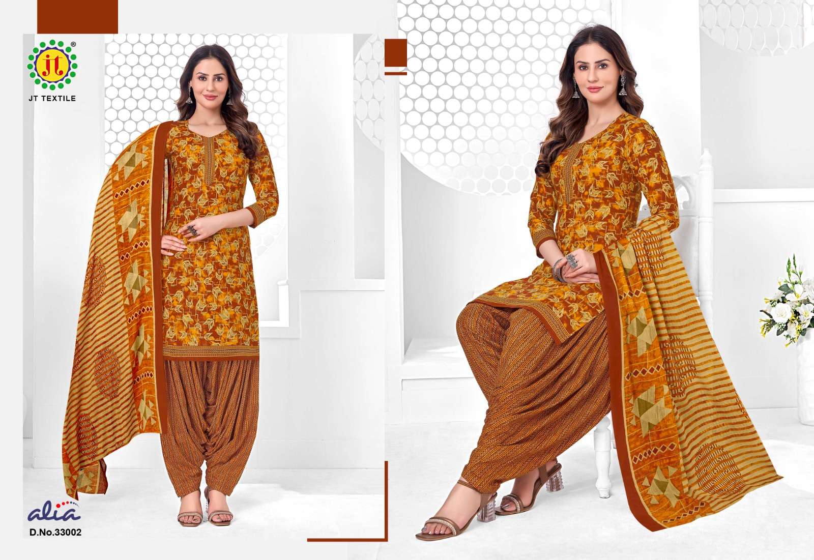 JT ALIA VOL 33 COTTON PRINTED PATIYALA DRESS