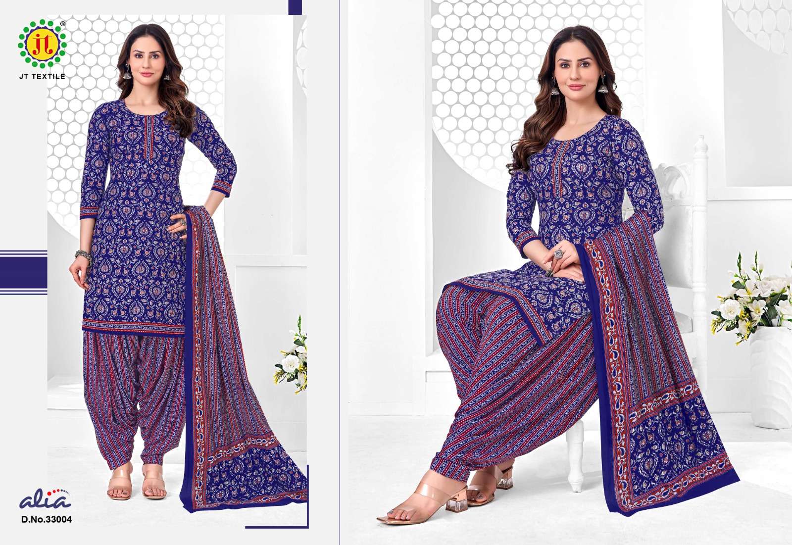 JT ALIA VOL 33 COTTON PRINTED PATIYALA DRESS