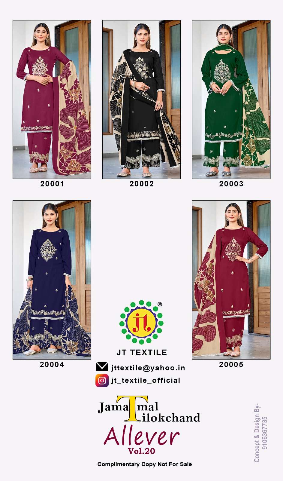 JT ALL EVER VOL 20 RAYON FANCY WORKS LADIES SALWAR SUIT