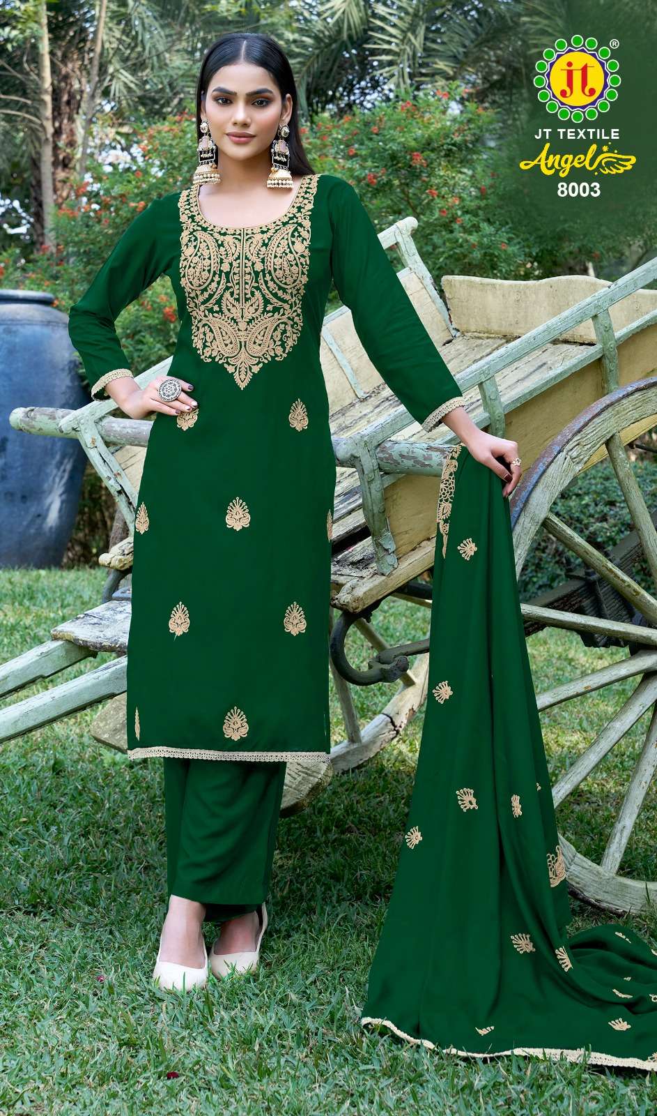 JT ANGEL VOL 8 RAYON FANCY EMBROIDERY WORK SUIT