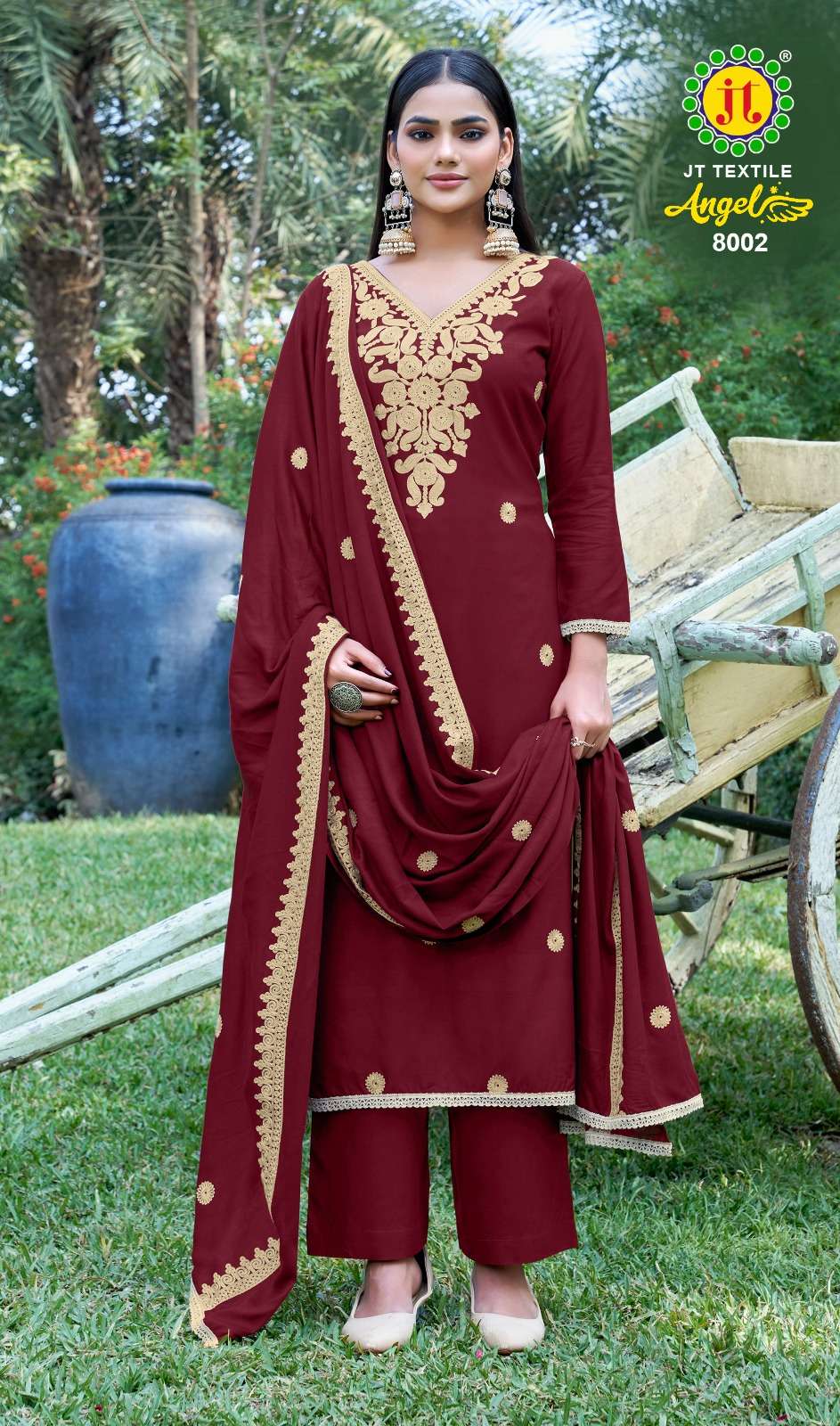 JT ANGEL VOL 8 RAYON FANCY EMBROIDERY WORK SUIT