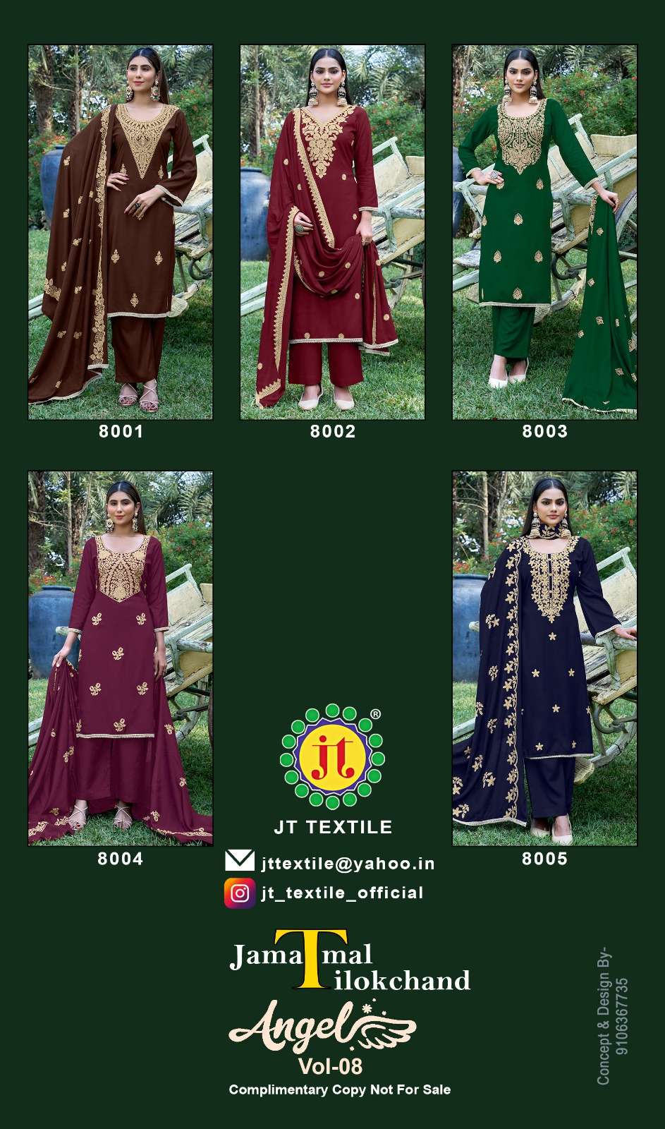 JT ANGEL VOL 8 RAYON FANCY EMBROIDERY WORK SUIT