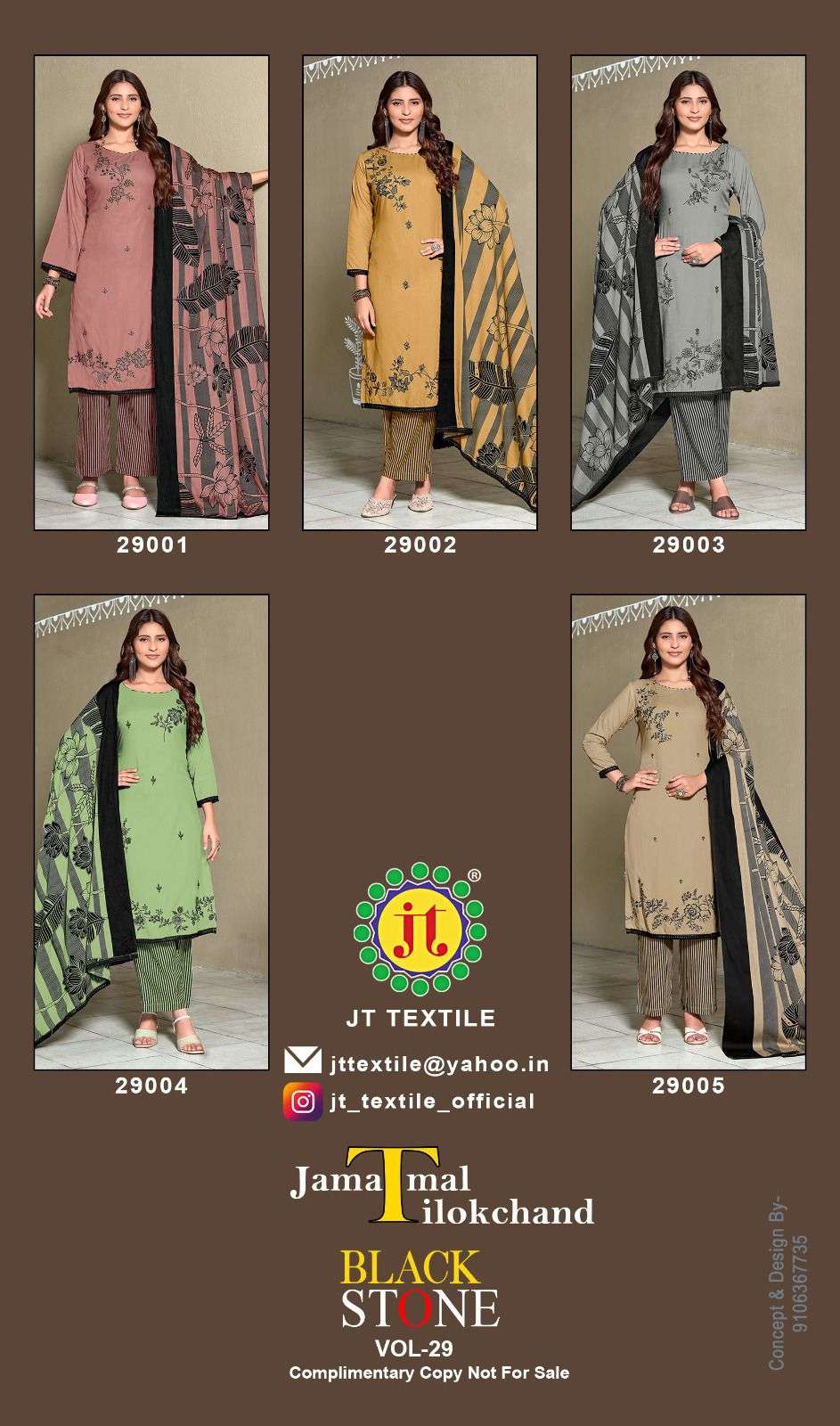 JT BLACK STONE VOL 29 RAYON FANCY WORKS LADIES SALWAR SUIT