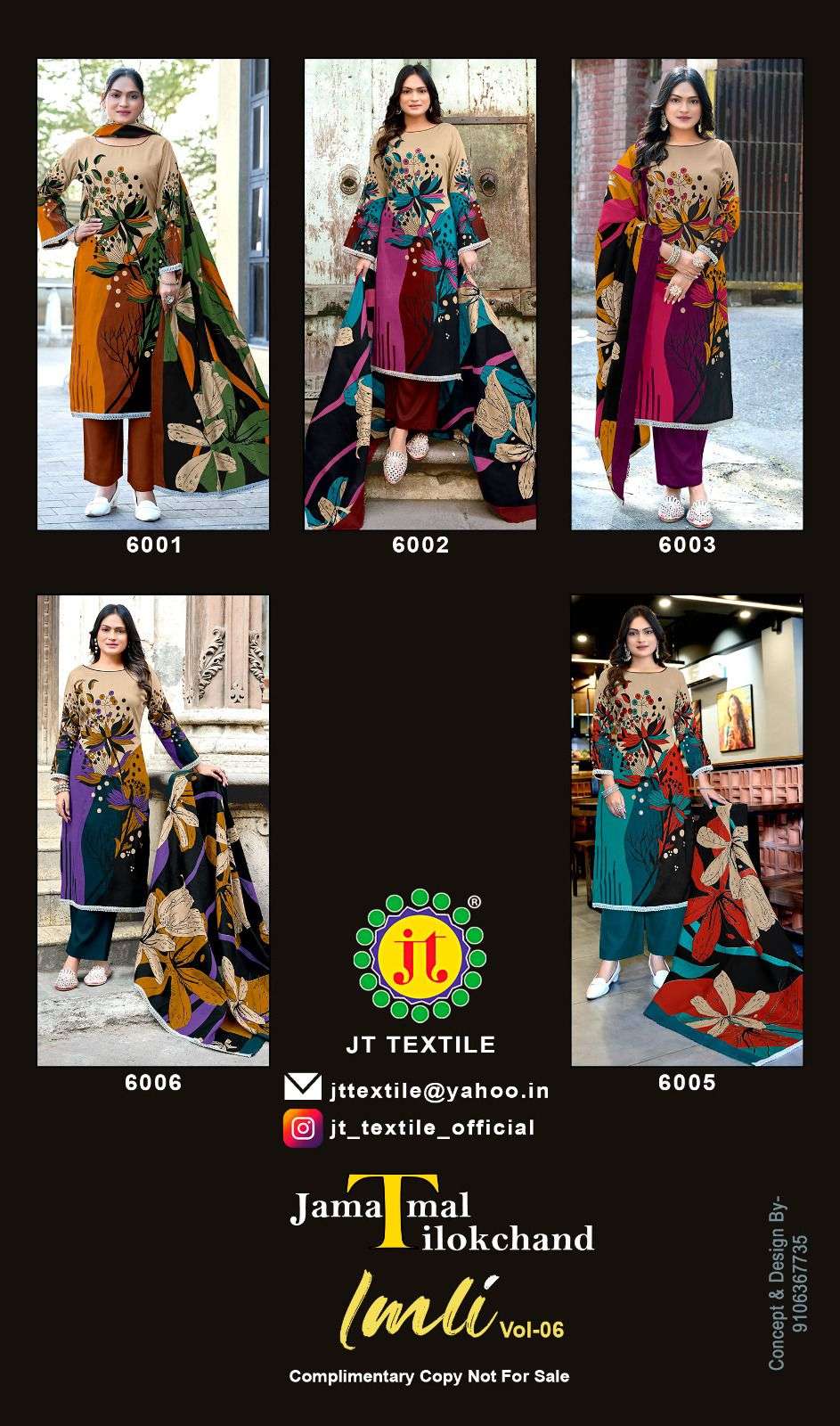 JT IMLI VOL 6 RAYON PRINT WITH FANCY WORKS SUIT