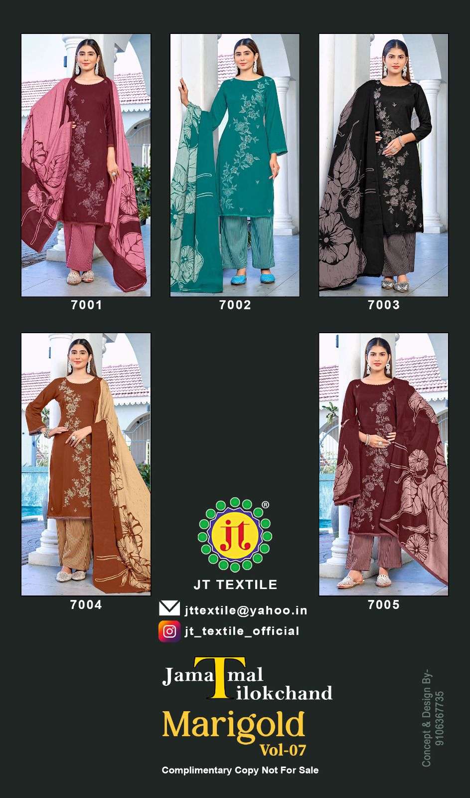 JT MARIGOLD VOL 7 RAYON FANCY WORKS LADIES SALWAR SUIT