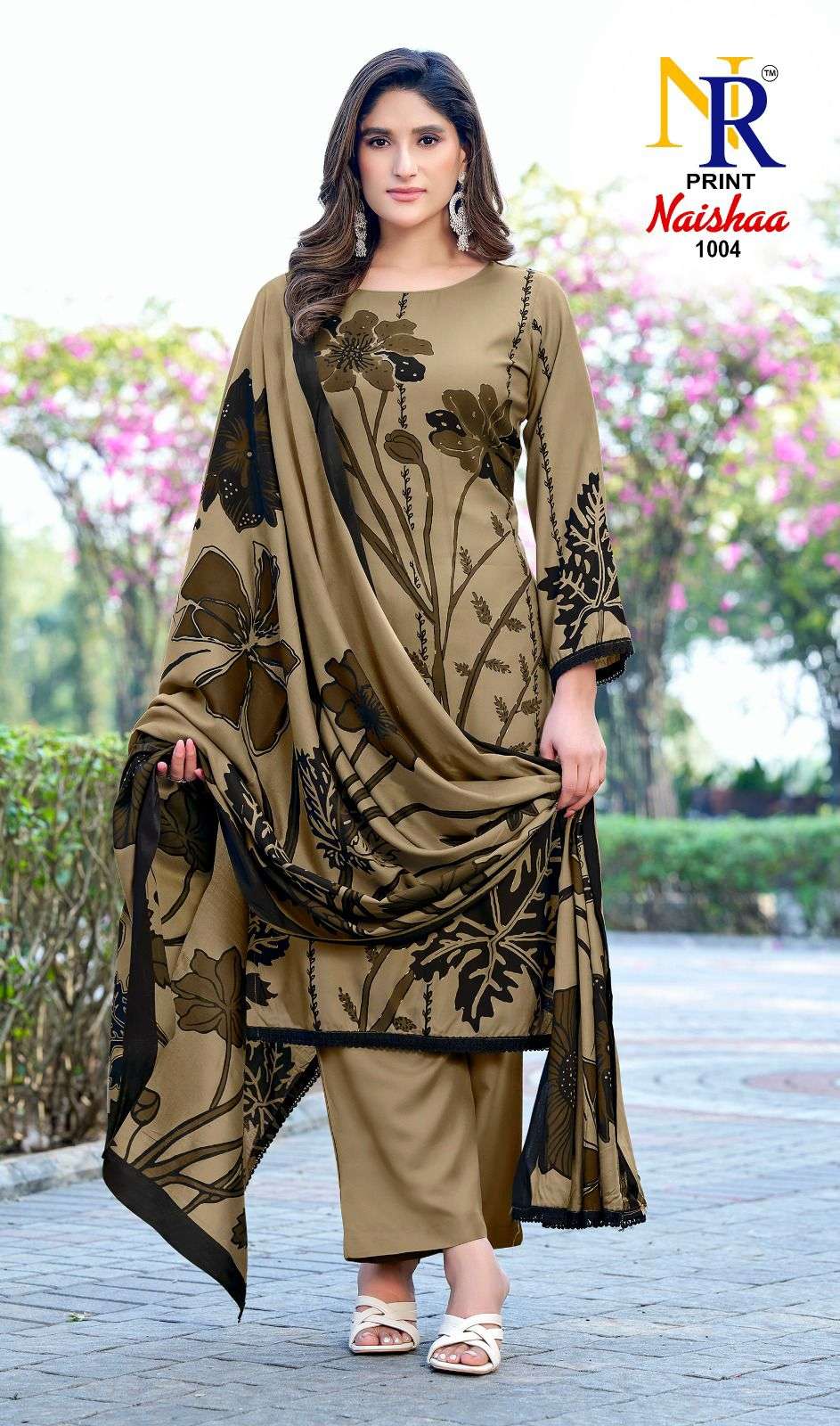 JT NAISHAA VOL 1 RAYON FOIL PRINT WITH FANCY WORK SUIT