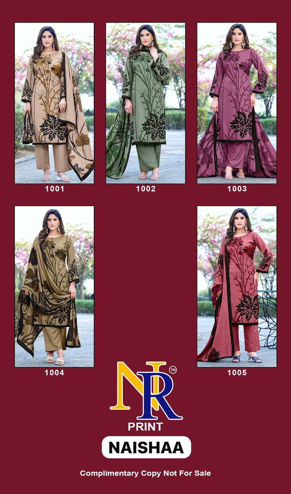 JT NAISHAA VOL 1 RAYON FOIL PRINT WITH FANCY WORK SUIT