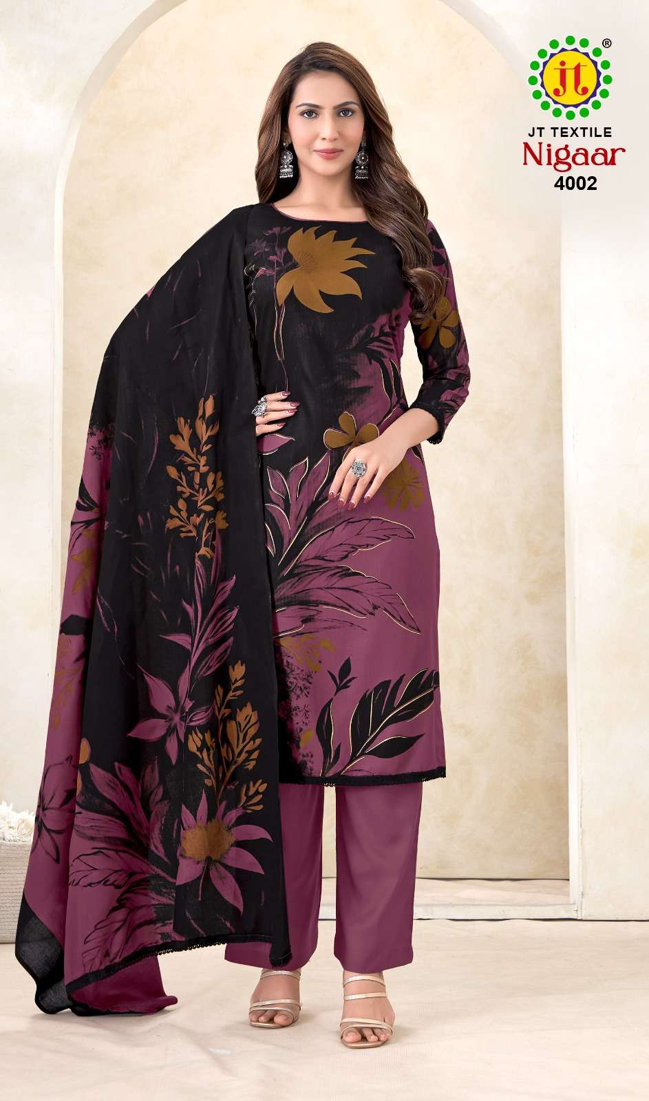 JT NIGAAR VOL 4 RAYON PREMIUM WORKS LADIES SALWAR SUIT