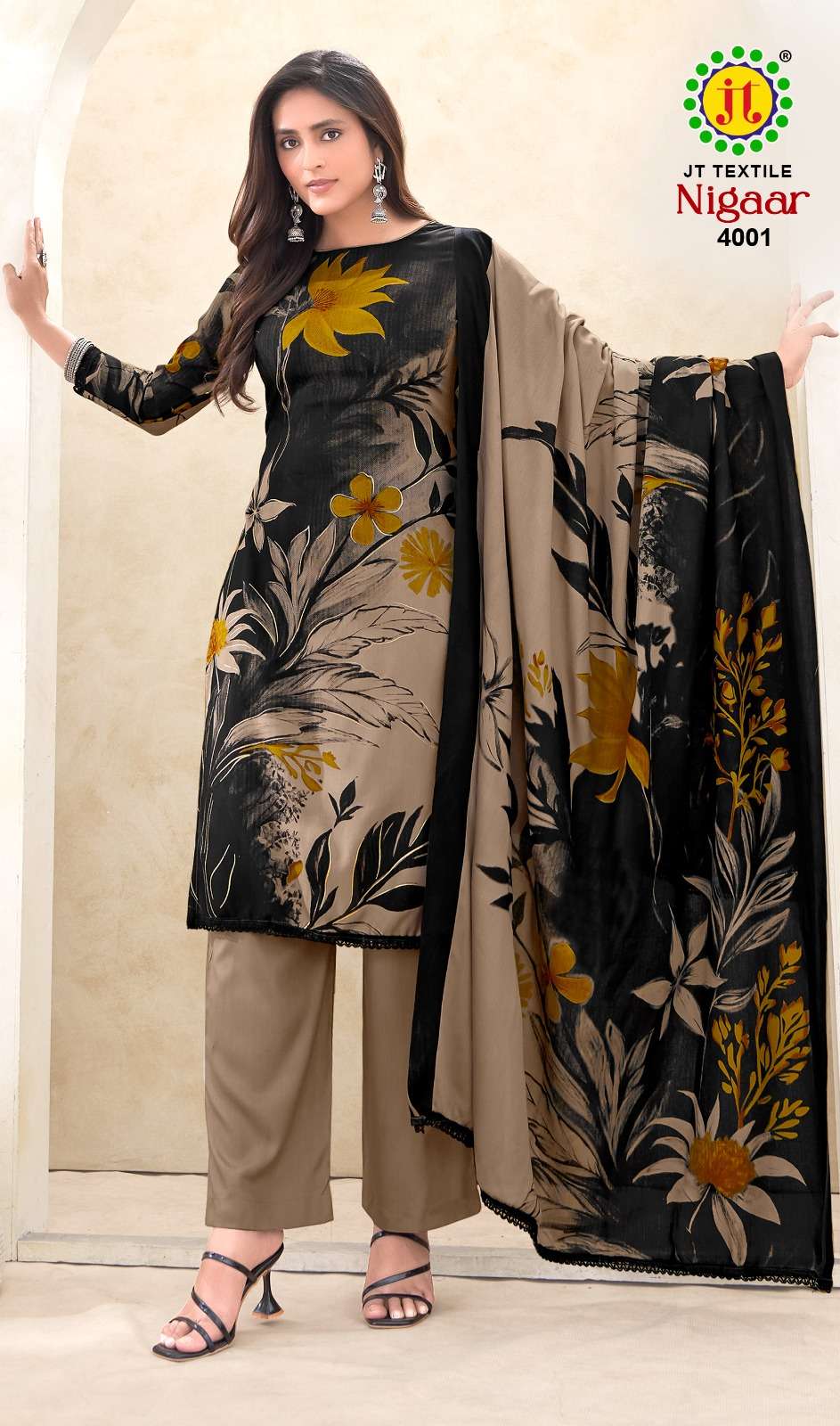 JT NIGAAR VOL 4 RAYON PREMIUM WORKS LADIES SALWAR SUIT