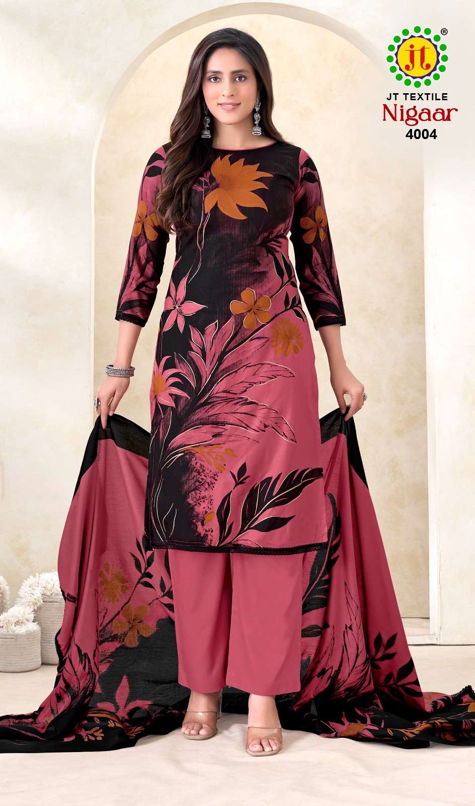 JT NIGAAR VOL 4 RAYON PREMIUM WORKS LADIES SALWAR SUIT