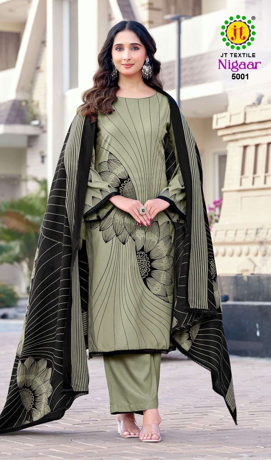 JT NIGAAR VOL 5 RAYON FANCY WORKS LADIES SALWAR SUIT