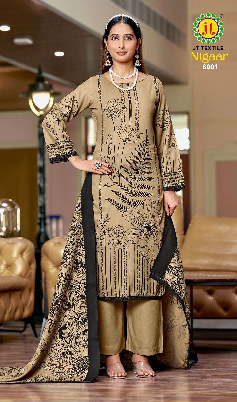 JT NIGAAR VOL 6 RAYON PREMIUM WORKS LADIES SALWAR SUIT