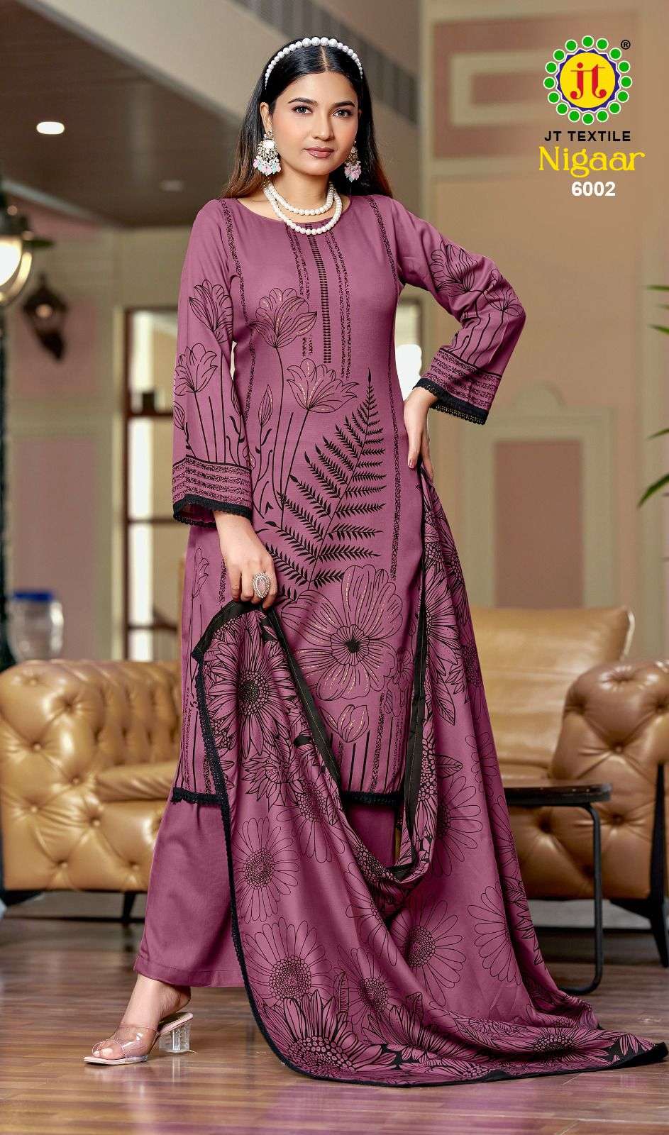 JT NIGAAR VOL 6 RAYON PREMIUM WORKS LADIES SALWAR SUIT