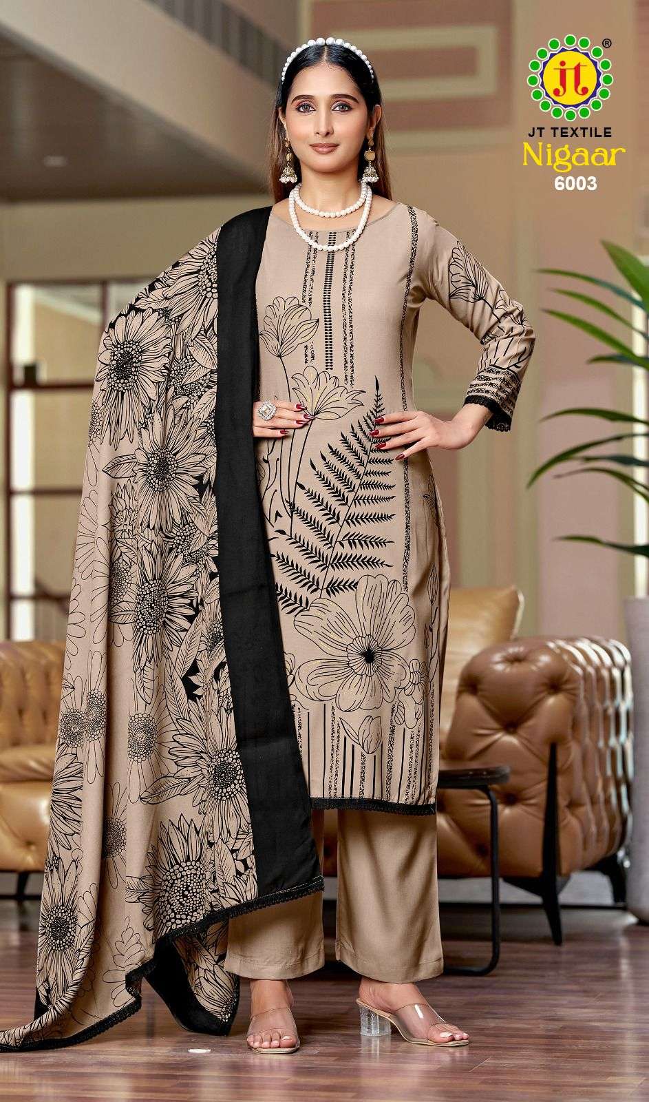JT NIGAAR VOL 6 RAYON PREMIUM WORKS LADIES SALWAR SUIT