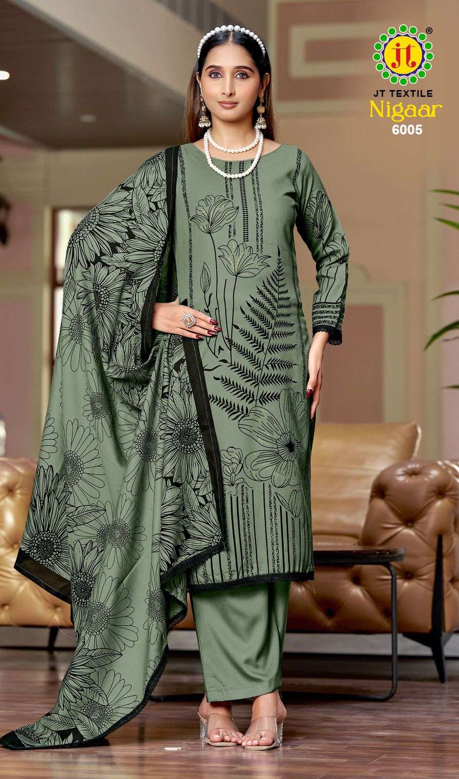 JT NIGAAR VOL 6 RAYON PREMIUM WORKS LADIES SALWAR SUIT