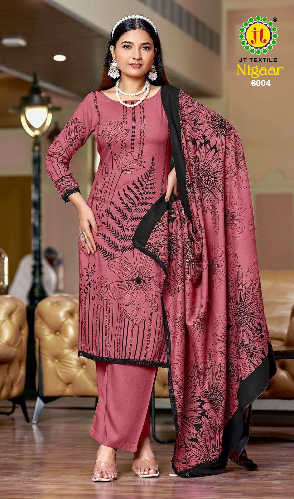JT NIGAAR VOL 6 RAYON PREMIUM WORKS LADIES SALWAR SUIT