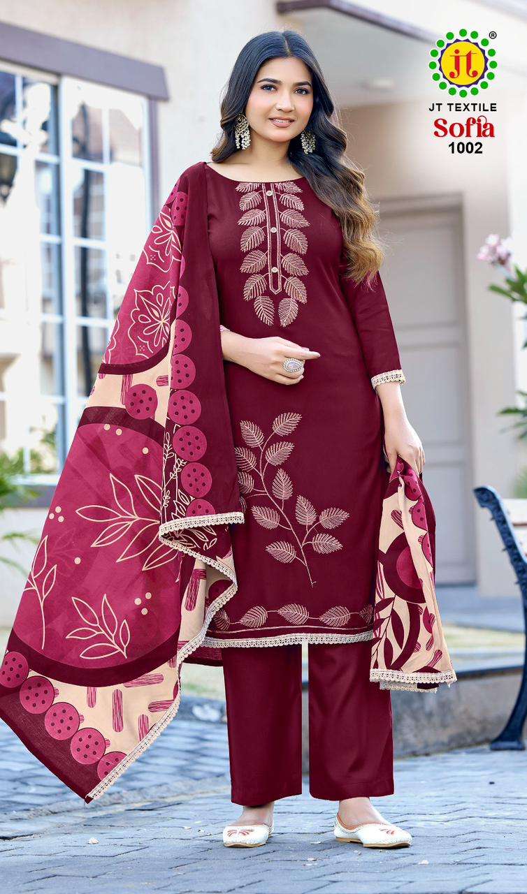 JT SOFIA RAYON FANCY PREMIUM WORKS LADIES SALWAR SUIT