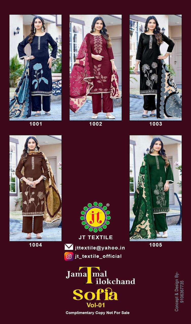 JT SOFIA RAYON FANCY PREMIUM WORKS LADIES SALWAR SUIT