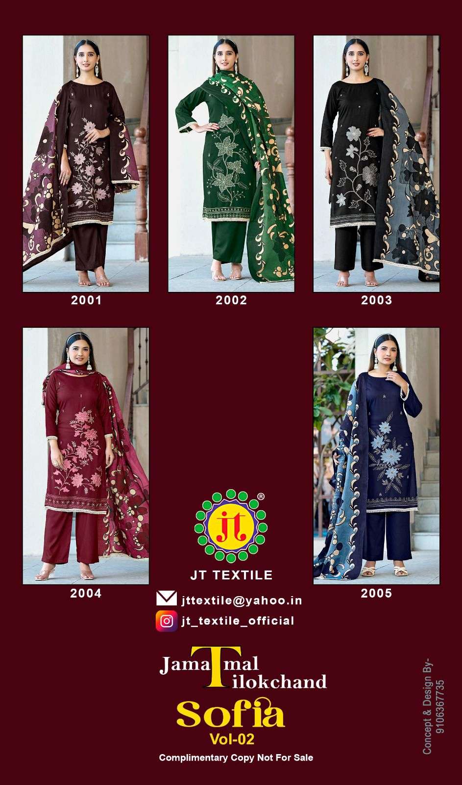 JT SOFIA VOL 2 RAYON FANCY PREMIUM WORKS LADIES SALWAR SUIT