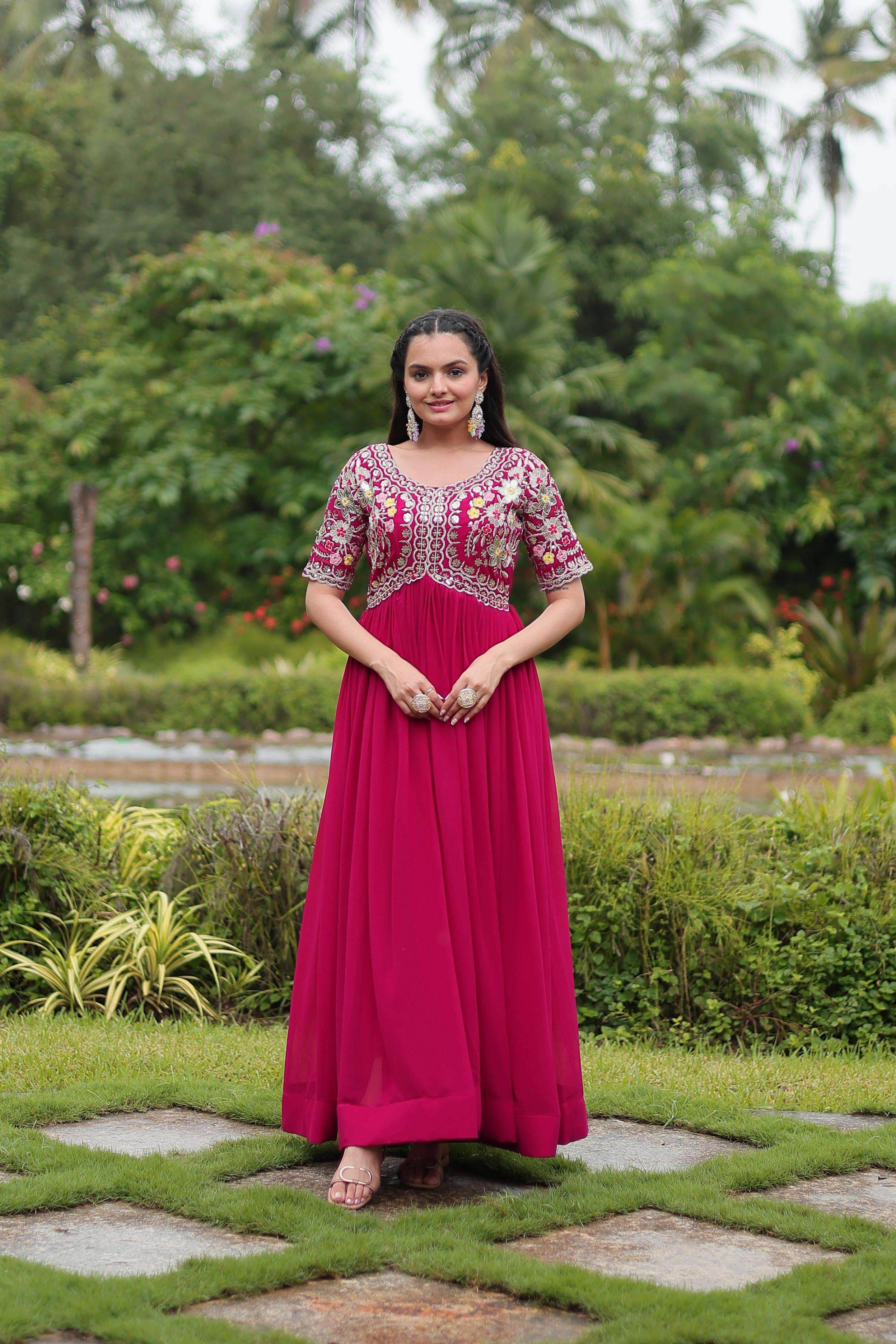 KA 1110 GEORGETTE SEQUENCE DESIGNER PARTY WEAR GOWN DRESS