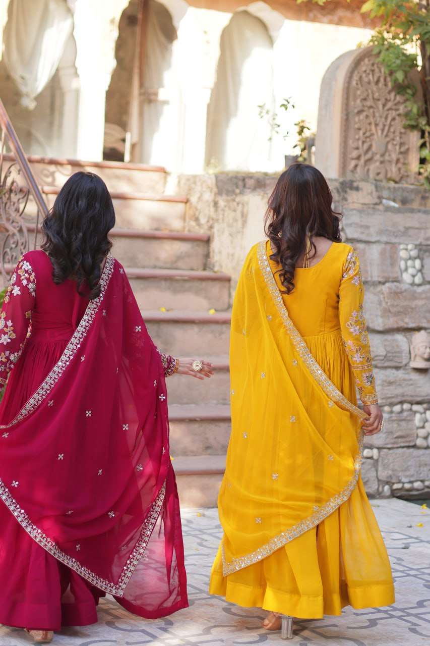 KA 1147 GEORGETTE DESIGNER READY MADE GOWN WITH DUPATTA 