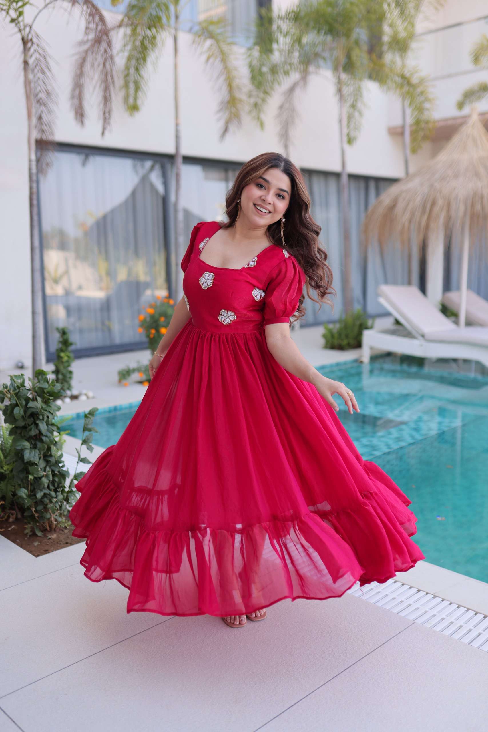 KA 1224 SILK PREETY LOOK DESIGNER LADIES FANCY WEAR GOWN