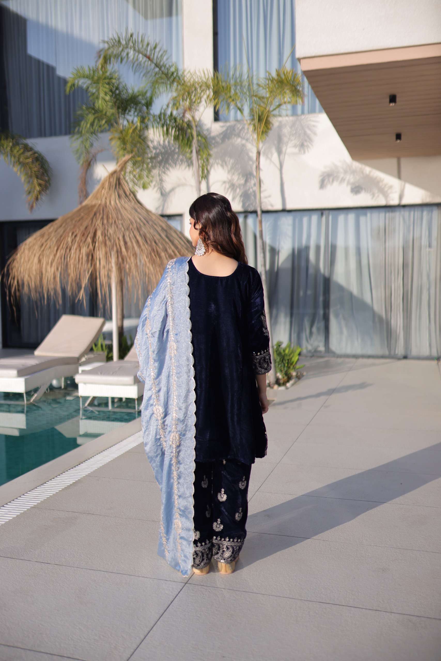 KA 1228 VELVET WITH BEAUTIFUL DESIGNER TOP PANT WITH DUPATTA SET 