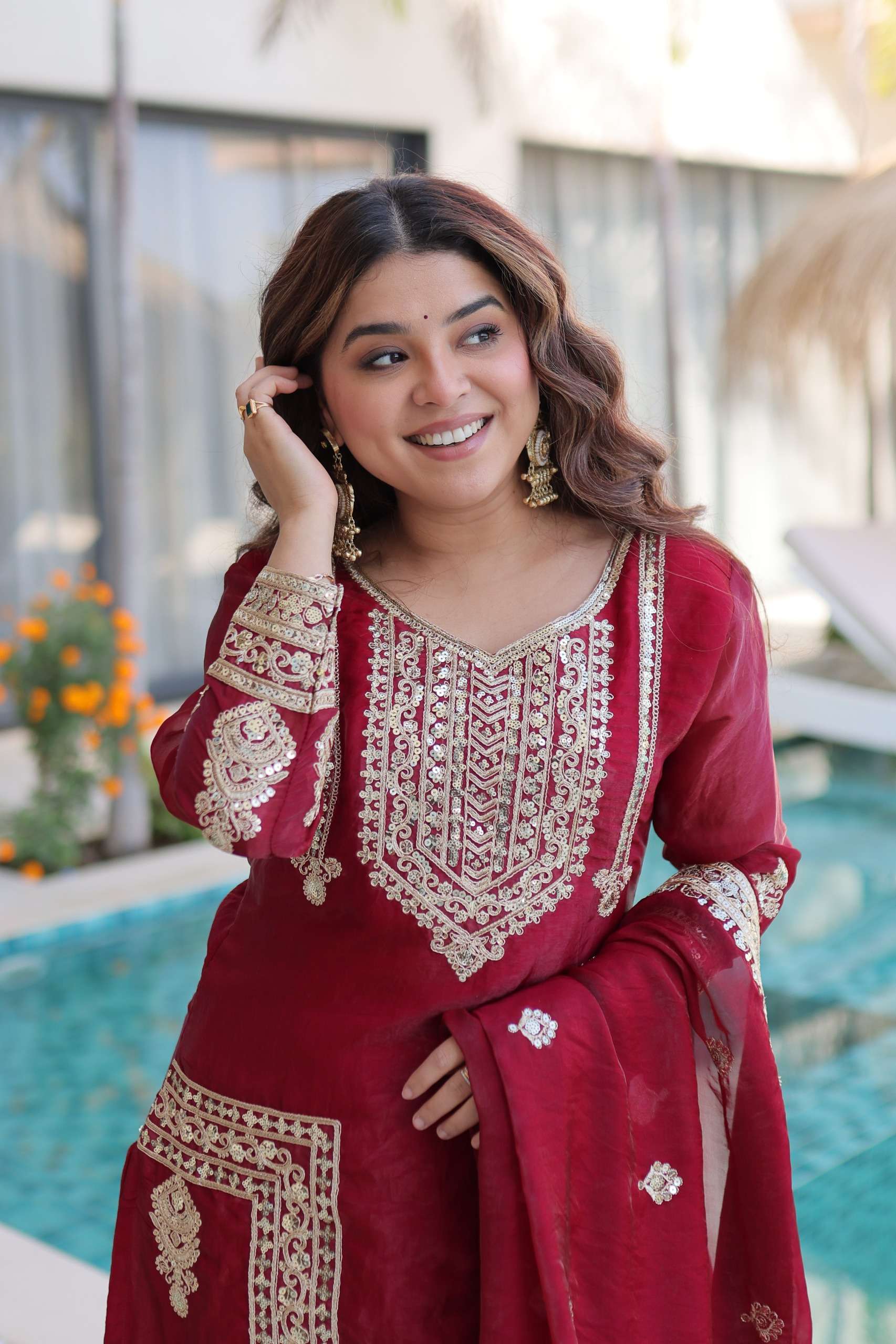 KA 1232 SILK DESIGNER PARTY WEAR LADIES SUIT