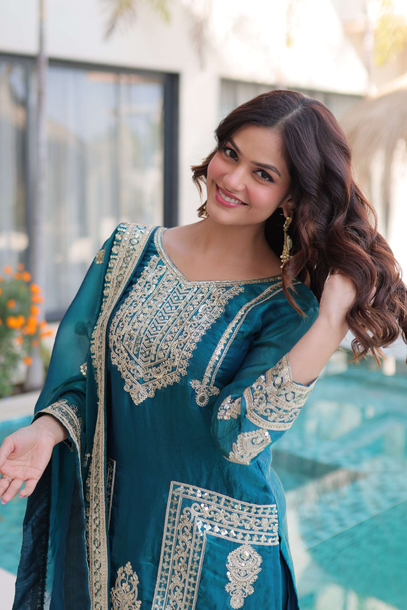 KA 1232 SILK DESIGNER PARTY WEAR LADIES SUIT