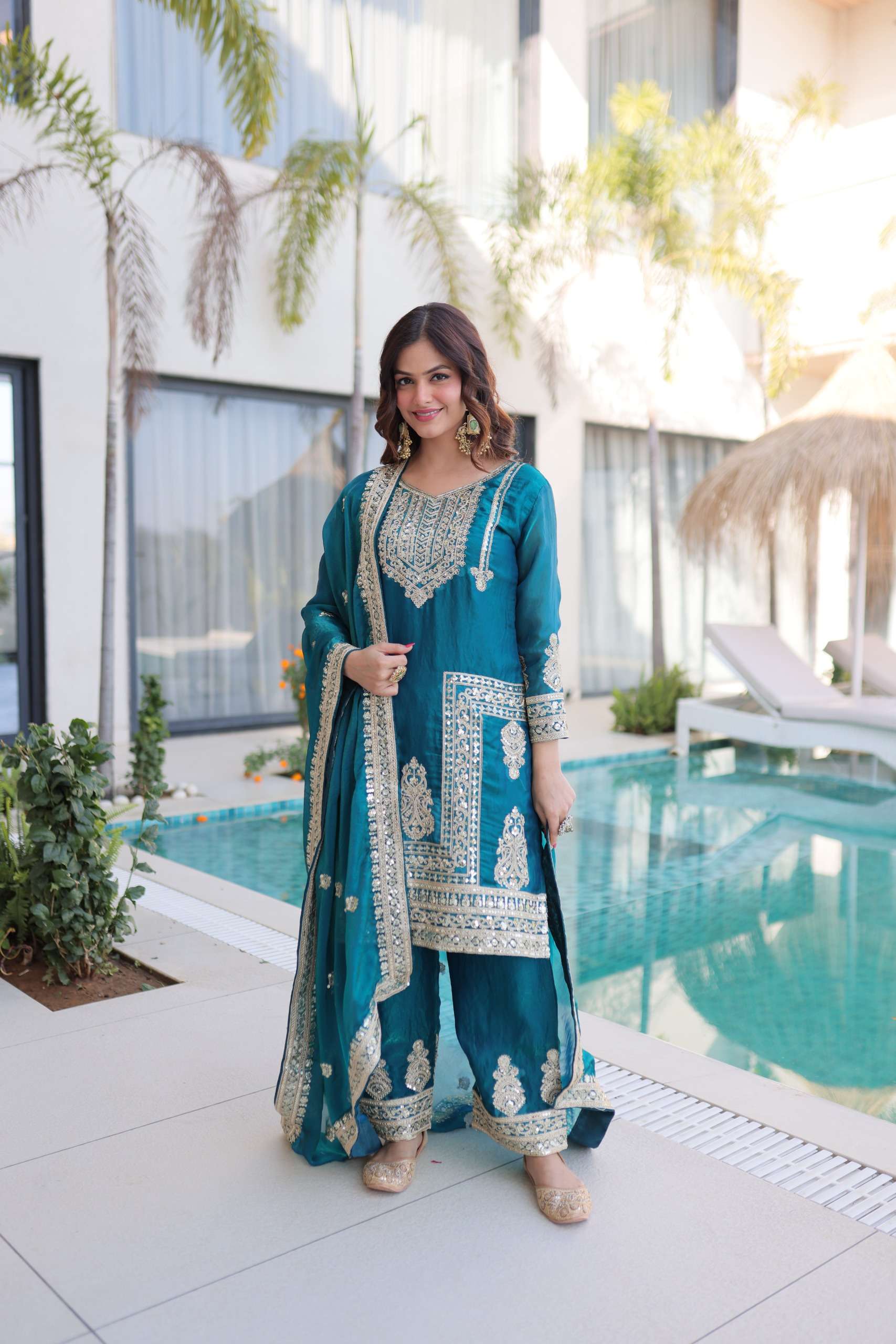 KA 1232 SILK DESIGNER PARTY WEAR LADIES SUIT