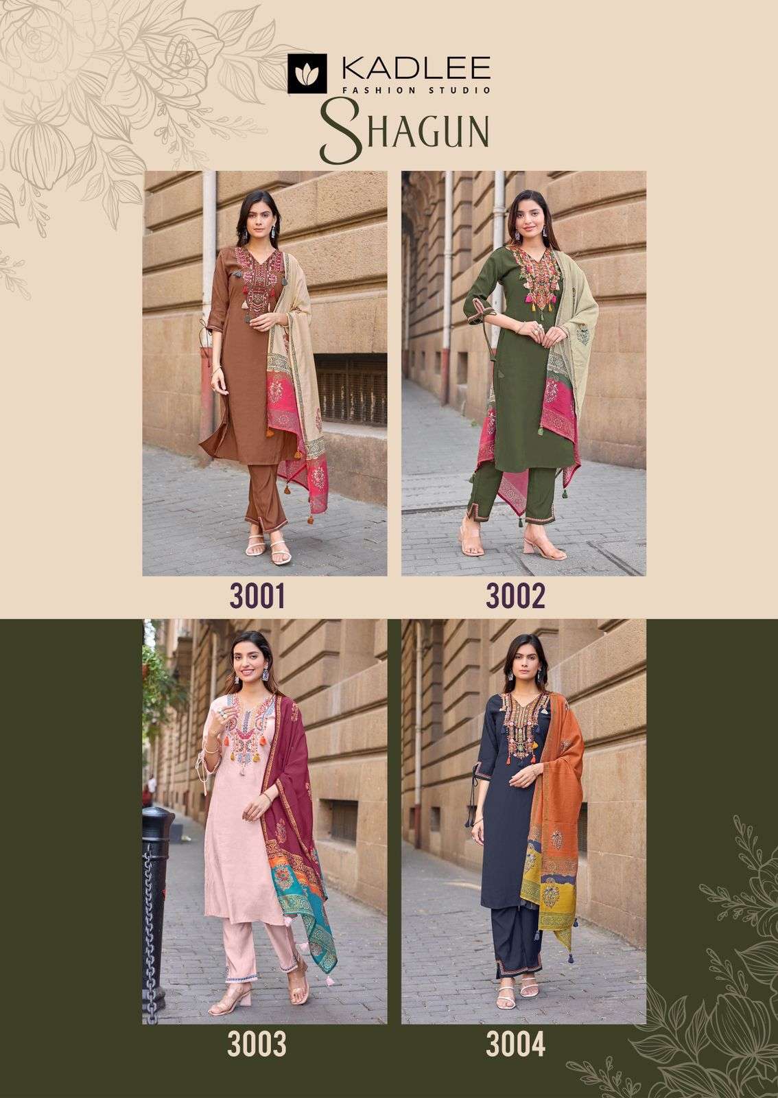 KADLEE FASHION SHAGUN SILK WITH FANCY WORKS LADIES 3PCS SET COLLECTION 