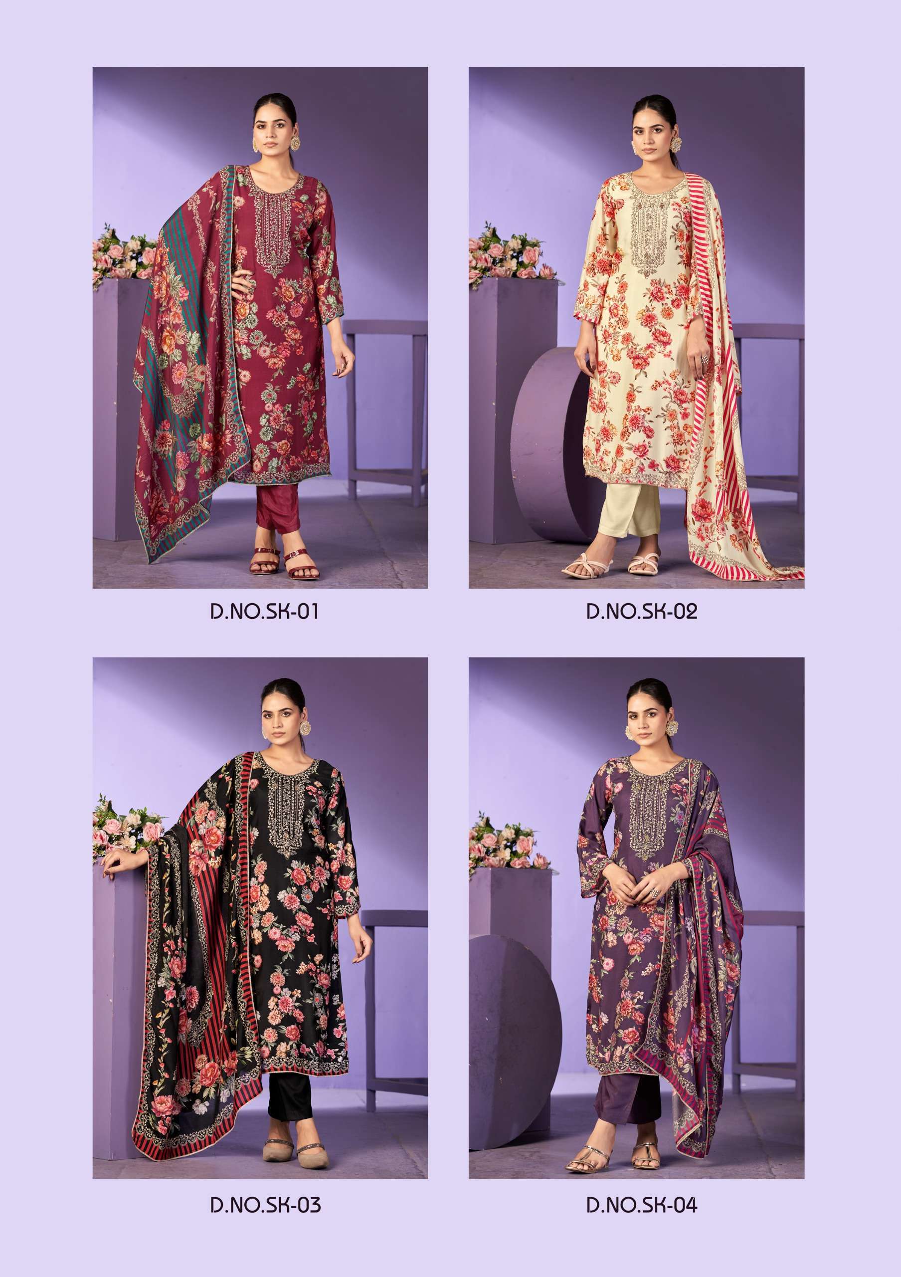 KARVA DESINER SURKH VOL 3 VISCOSE DIGITAL PRINT WITH HAND WORK DESIGNER SUIT