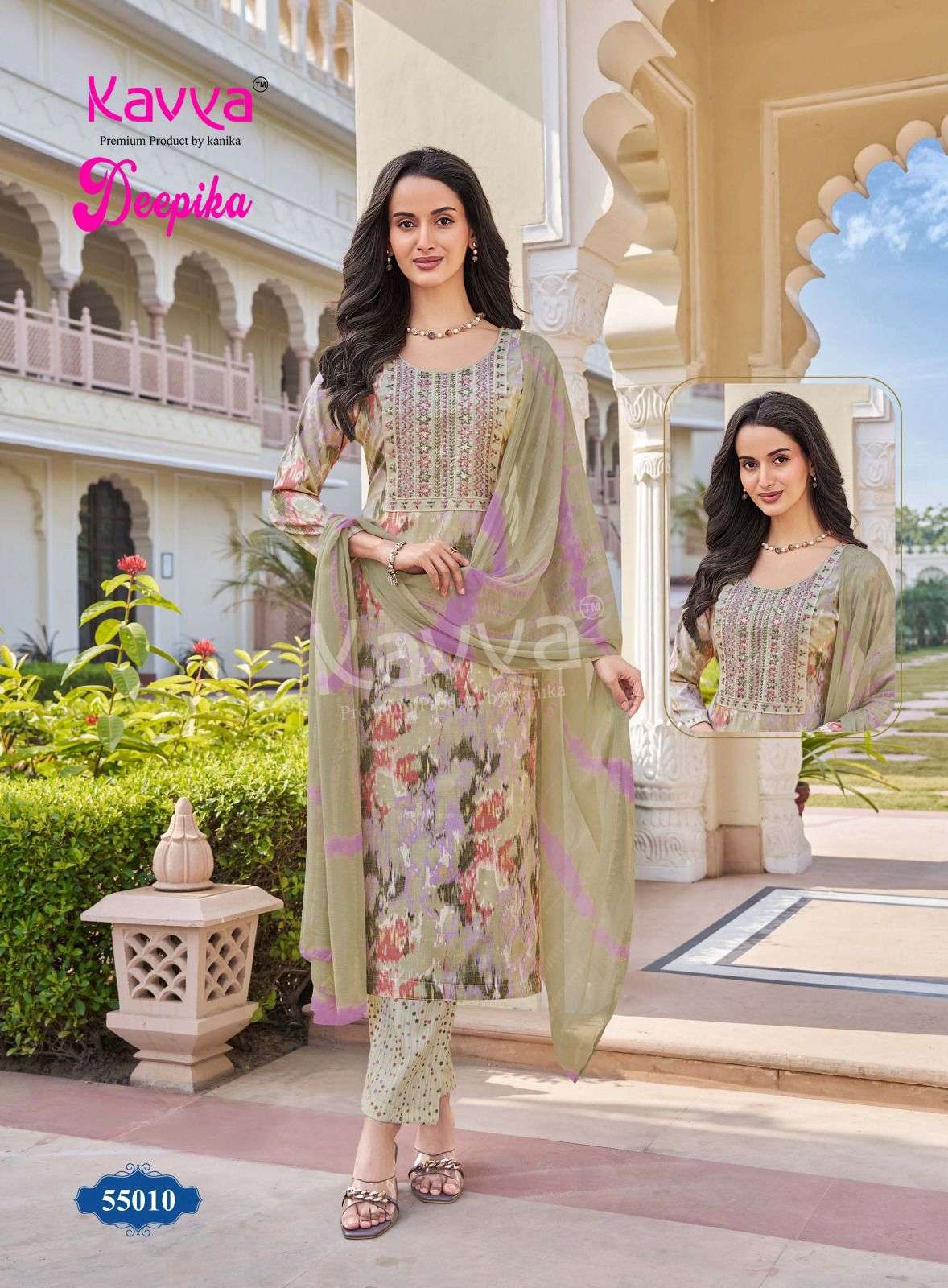 KAVYA DEEPIKA VOL 55 FANCY STRAIGHT KURTI BOTTOM AND DUPATTA 