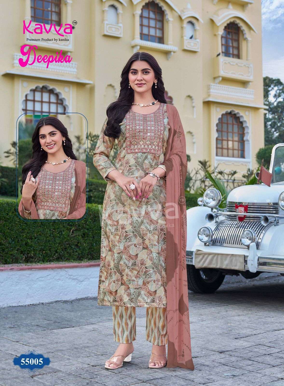 KAVYA DEEPIKA VOL 55 FANCY STRAIGHT KURTI BOTTOM AND DUPATTA 