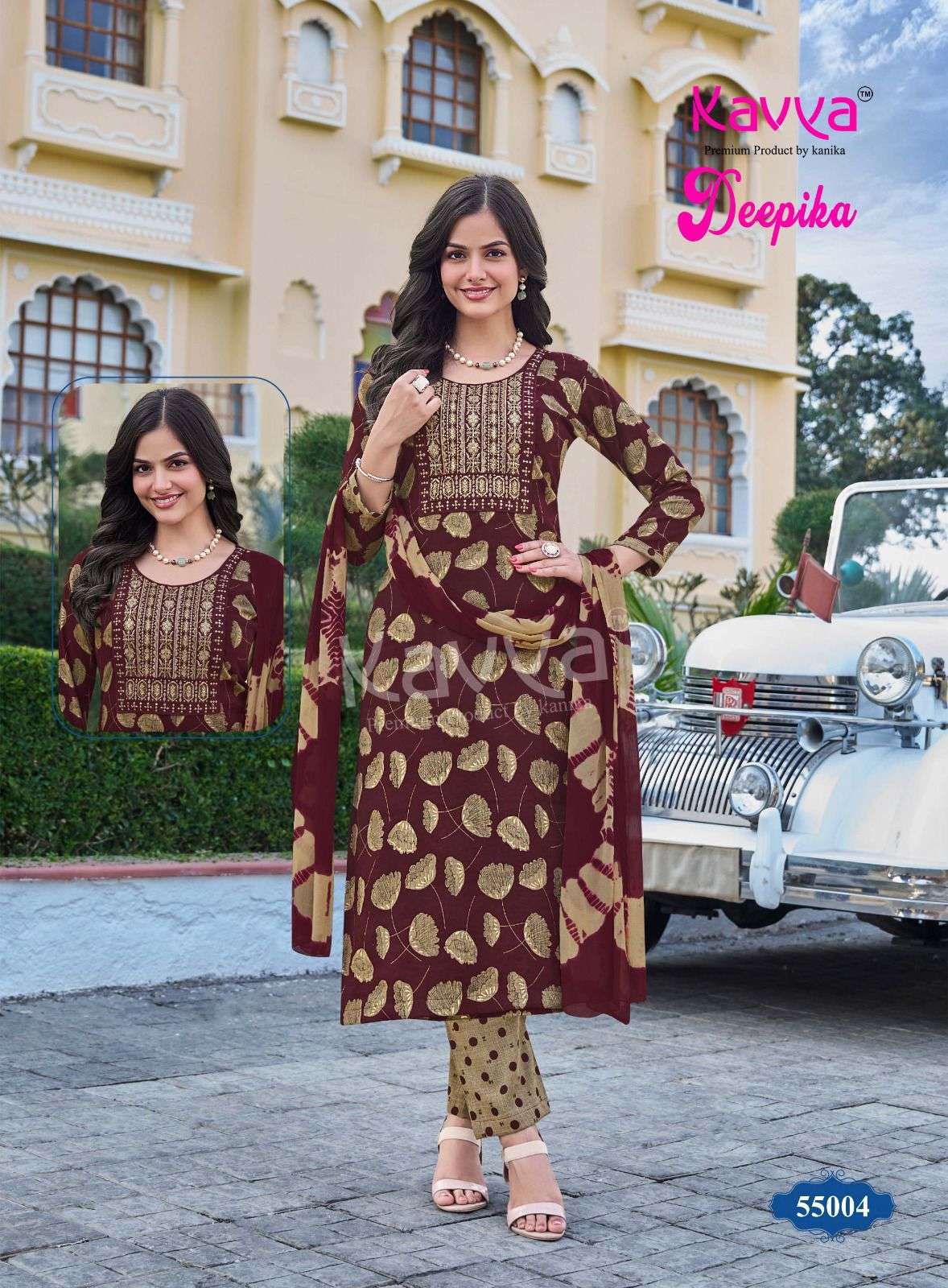 KAVYA DEEPIKA VOL 55 FANCY STRAIGHT KURTI BOTTOM AND DUPATTA 
