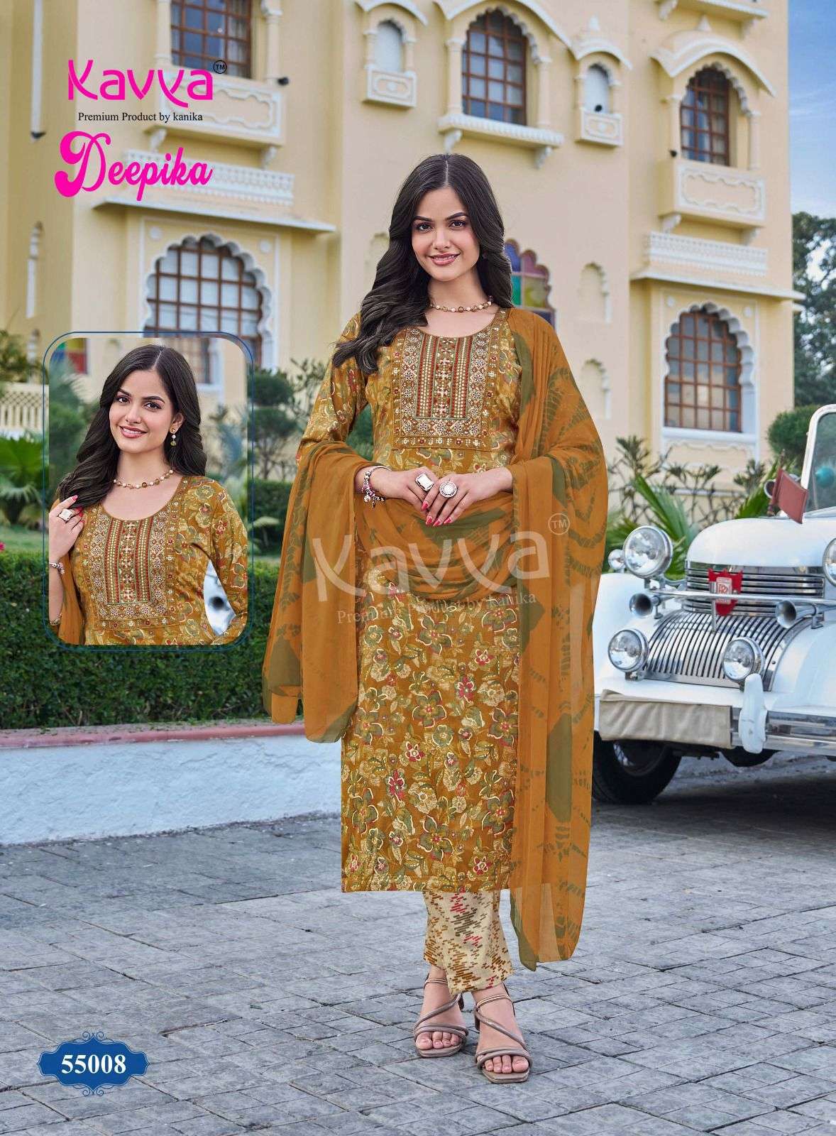 KAVYA DEEPIKA VOL 55 FANCY STRAIGHT KURTI BOTTOM AND DUPATTA 