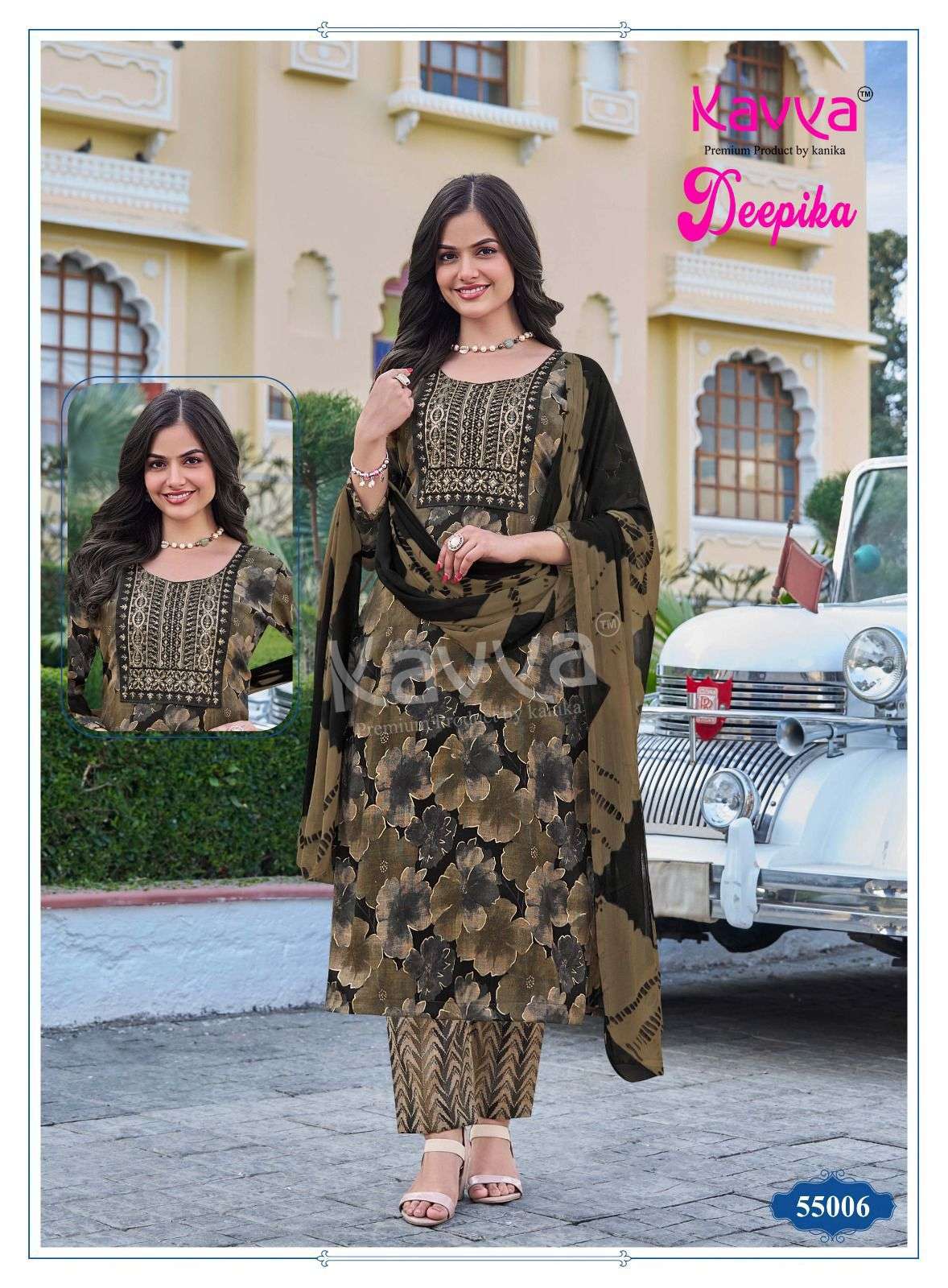 KAVYA DEEPIKA VOL 55 FANCY STRAIGHT KURTI BOTTOM AND DUPATTA 