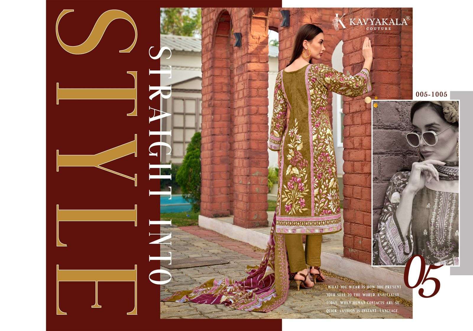 KAVYA‎‎‎ KALA COUTURE BIN SAEED VOL 4 CAMBRIC COTTON DIGITAL PRINT WITH EMBROIDERY WORK SUIT