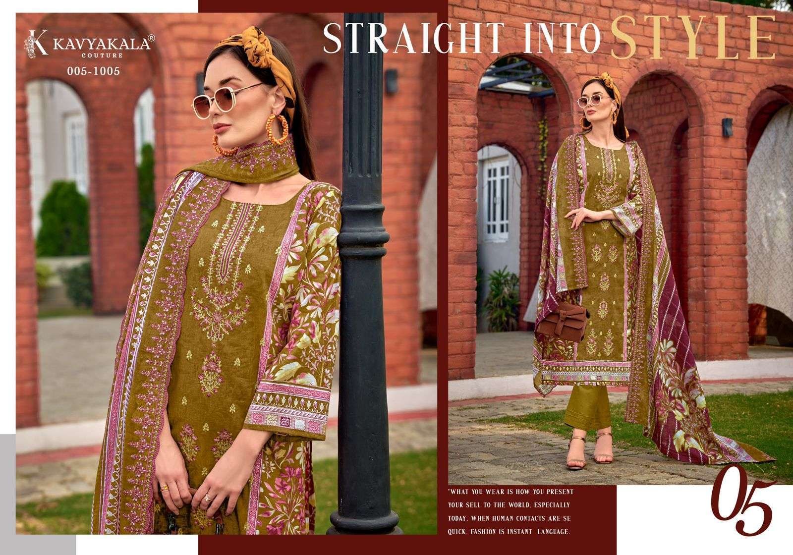 KAVYA‎‎‎ KALA COUTURE BIN SAEED VOL 4 CAMBRIC COTTON DIGITAL PRINT WITH EMBROIDERY WORK SUIT