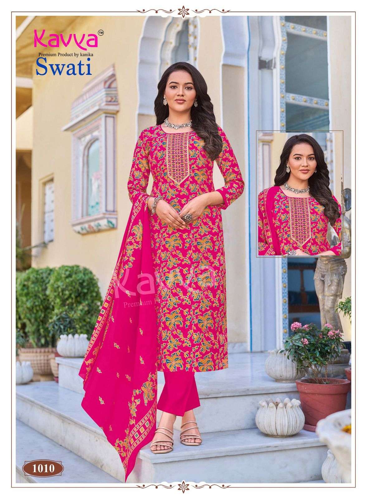 KAVYA SWATI VOL 1 CHANDERI SILK PRINT WITH FANCY WORK LADIES 3PIECE SET COLLECTION 