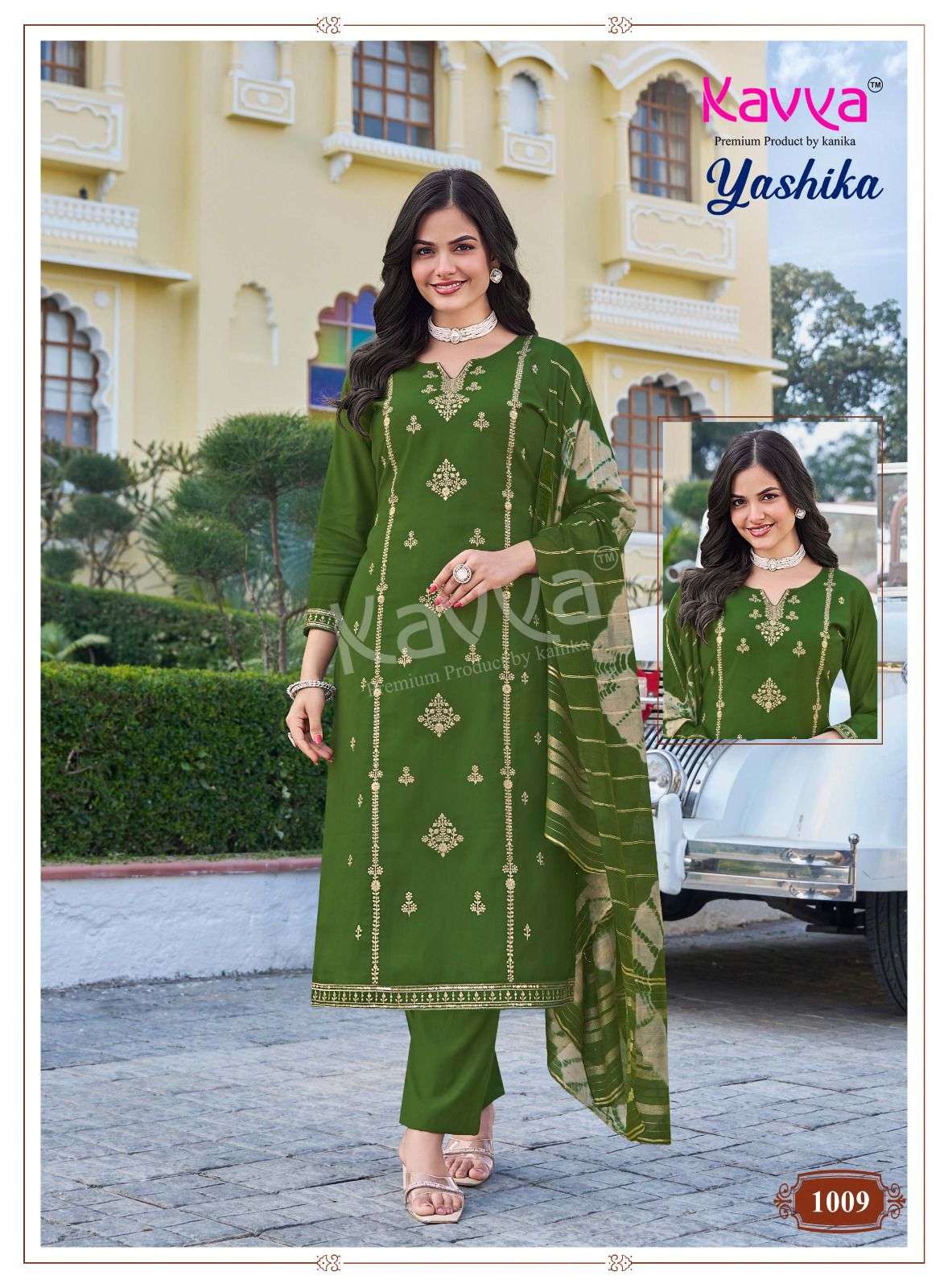 KAVYA YASHIKA VOL 1 FANCY WORK LADIES KURTI BOTTOM AND DUPATTA SET 