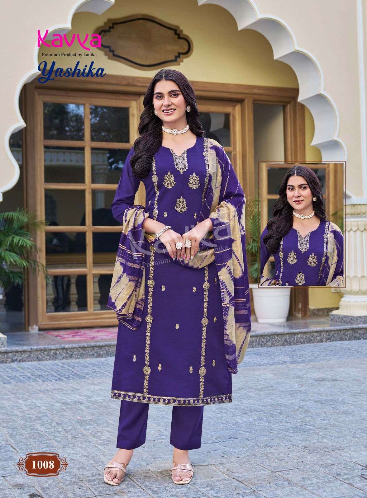 KAVYA YASHIKA VOL 1 FANCY WORK LADIES KURTI BOTTOM AND DUPATTA SET 
