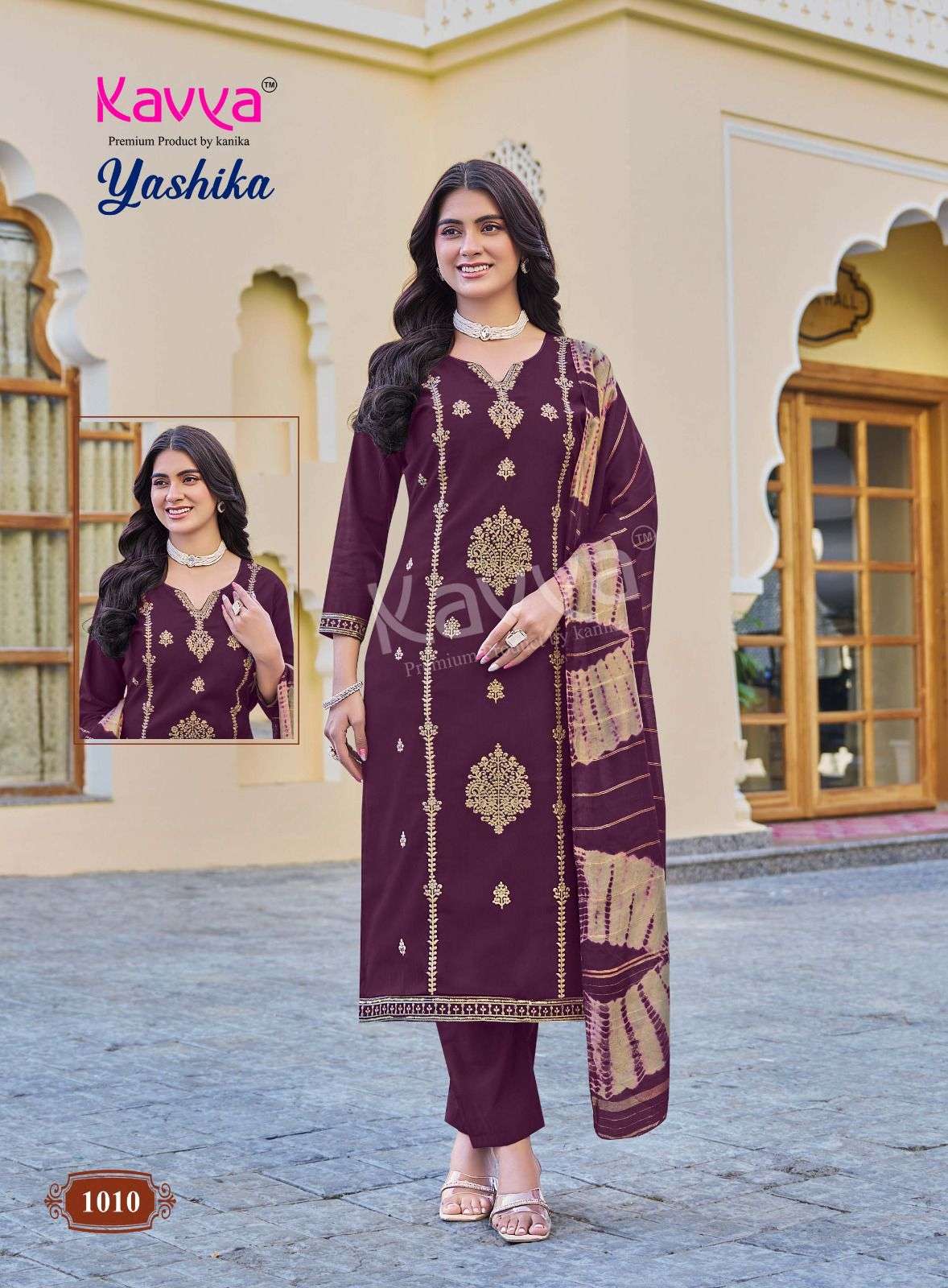 KAVYA YASHIKA VOL 1 FANCY WORK LADIES KURTI BOTTOM AND DUPATTA SET 