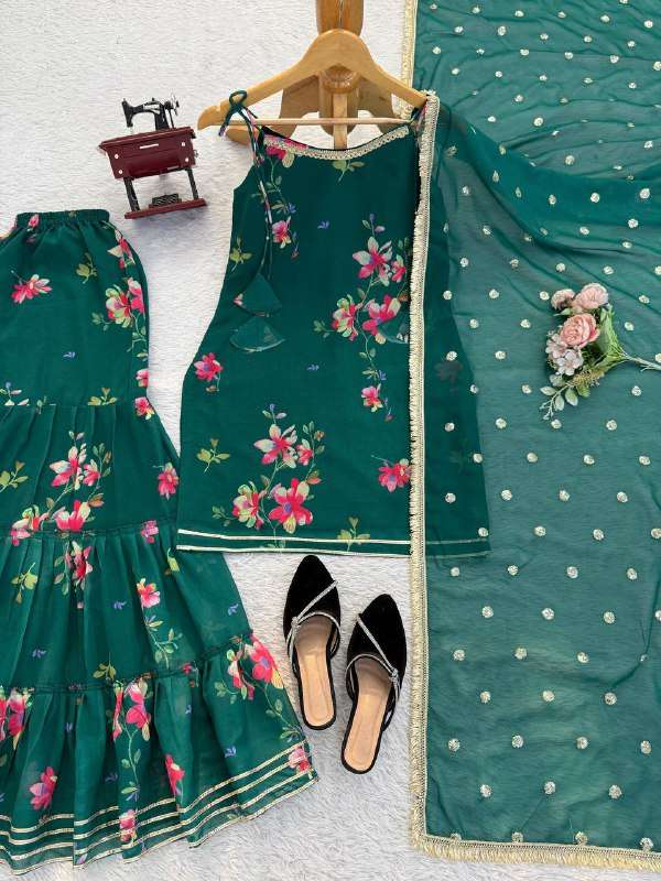KD 1562 GEORGETTE DIGITAL PRINT FANCY FUNCTION WEAR LADIES SHARARA SUIT