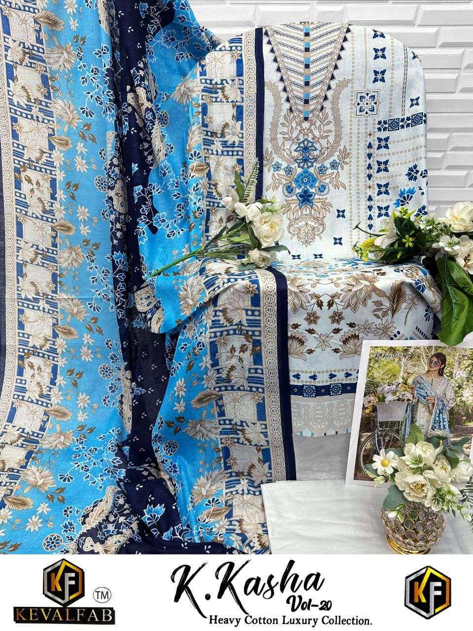 KEVAL FAB K KASHA VOL 20 COTTON DIGITAL STYLE PRINTS SALWAR SUIT