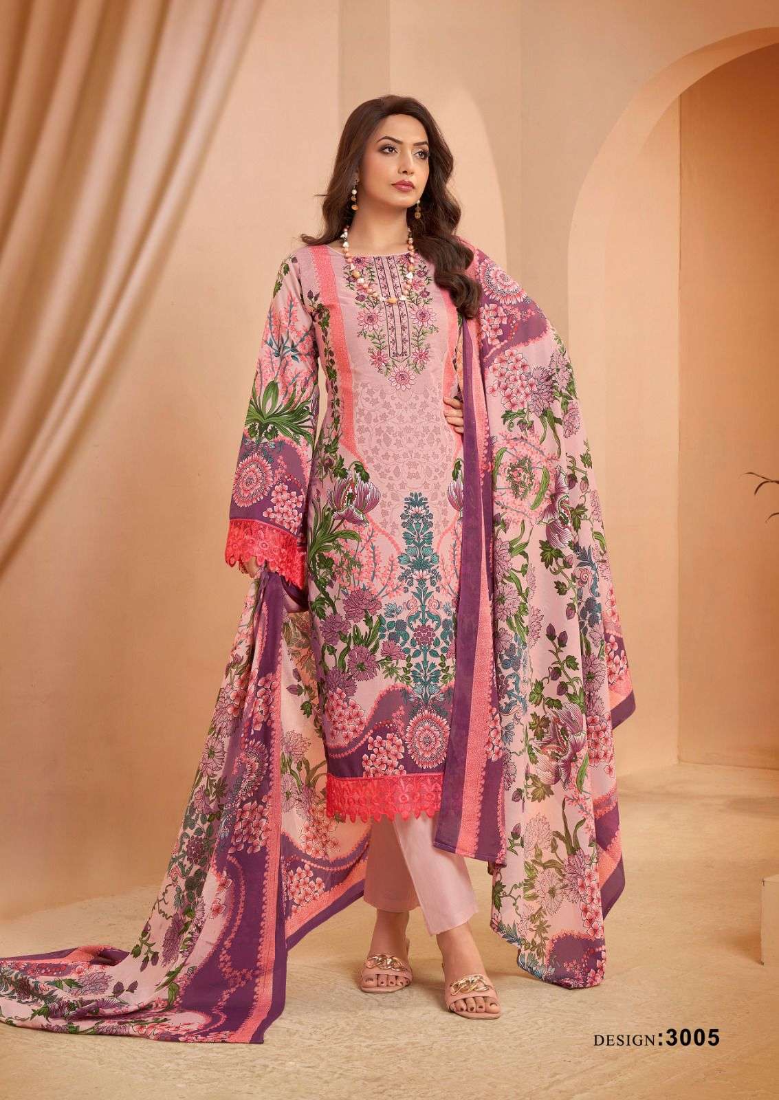 KEVAL FAB MIZAJ M PRINTS VOL 3 COTTON FANCY WORK SUIT
